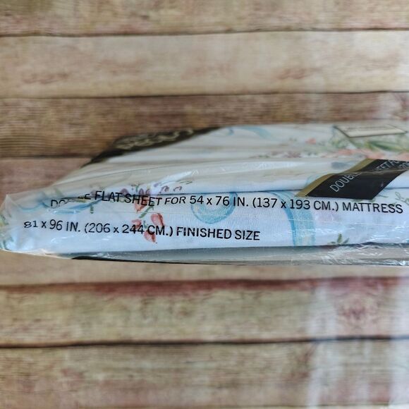 Pequot No-Iron Percale Double Flat Sheet Floral New Vintage - Picture 5 of 6